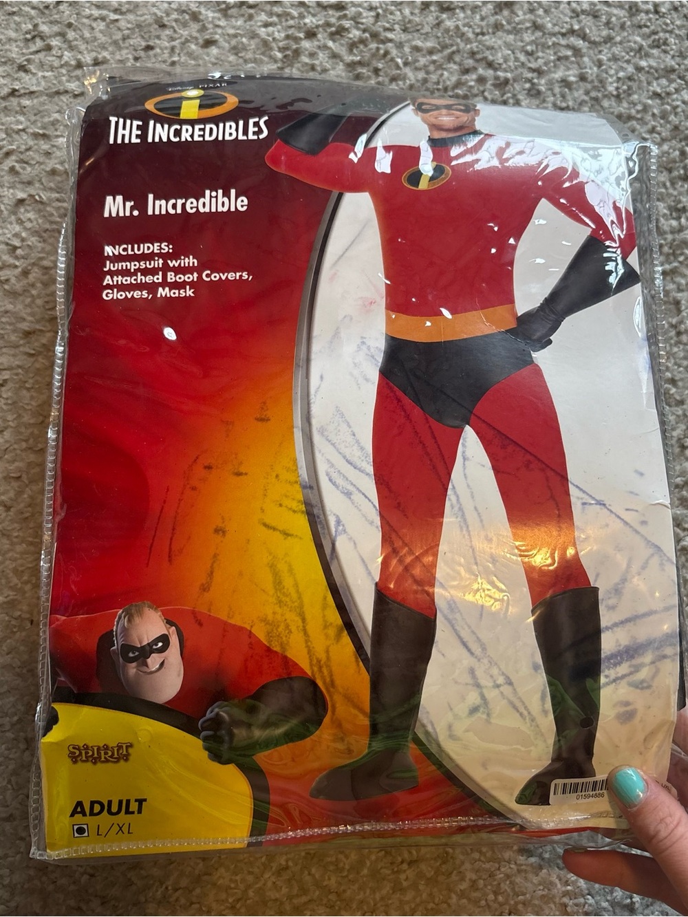Disney Mr. Incredible Men's Red and Black Jumpsuit Costume Large XL Spirit